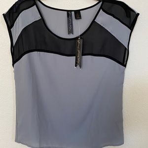 Petticoat Alley NWT Grey and Black Mesh Tee